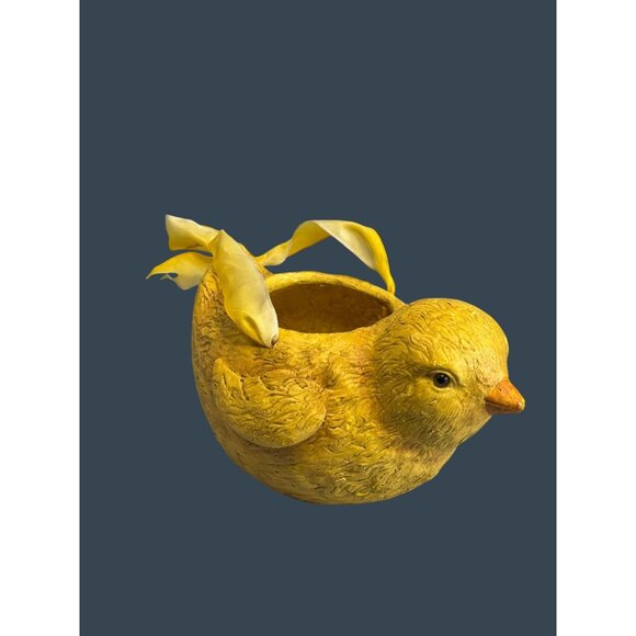 Vintage Bethany Lowe Hand Signed Paper Pulp Chick Bucket Basket Yellow 8" 1990's - Picture 4 of 8